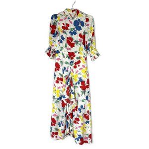 RIXO for Target Floral Mock Neck Cascade Ruffle Maxi Dress 2 NWT